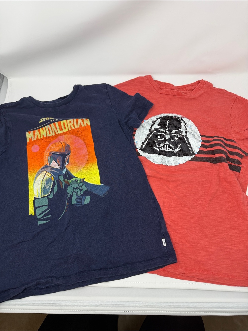 Star Wars GAP Kids' T-Shirts - Navy Mandalorian & Red Darth Vader both size m